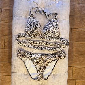 Victoria's Secret Leopard-Print Two-Piece Swimsuit - Beige/Black